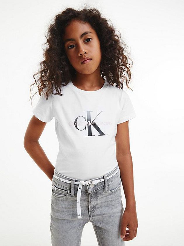 Calvin Klein USA Logo Girls T-Shirt White 8307612-KG